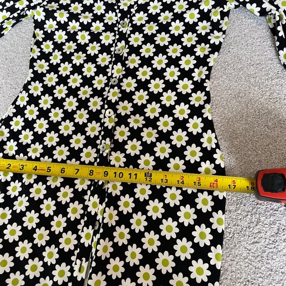 GLAMOROUS SIXTIES FLOWER JERSEY LONG SLEEVE BODYCON DRESS WITH COLLAR NWT 6 - Picture 10 of 14